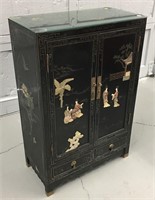 Oriental Hard Stone And Laquered Cabinet