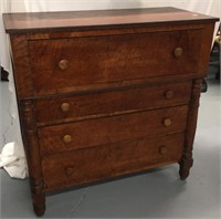 Tiger Maple And Cherry Four Drawer Chest