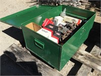 Green Metal Storage Container w/ Contents