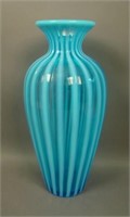 12” Tall Fenton #891 Ribbed Vase – Blue Opal