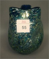 4 3/4” Tall Dugan Frit Bulbous Tri-Cornered Vase –