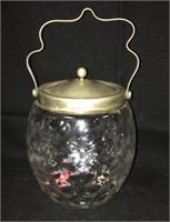 Victorian Glass Biscuit Jar With Silver Plate Lid