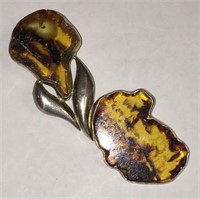 Sterling Silver & Amber Pendant
