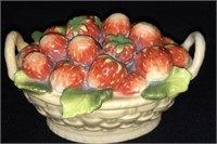 Hand Painted Strawberry Basket Design Jar With Lid