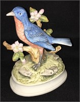 Hand Painted Bisque Musical Bird Figurine