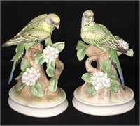 Pair Of Andrea Sadek Porcelain Figurines, Parakeet