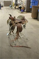 Western Leather Saddle, Stand Not Included