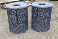 (2) Rubber Coated Metal Recycling/Garbage Bins