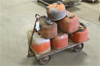 Wagon & (5) Boat Gas Cans & (1) 2-Gal Can