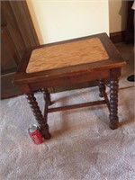 SPINDLE LEG STOOL (NEEDS WICKER REPLACED)