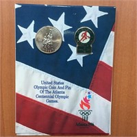 1996 Atlanta Olympic Basketball Coin & Pin Set