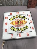 Massey Harris Parts Service clock--15" square