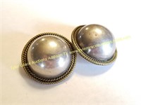 LARGE STERLING SILVER CABOCHON EARRINGS