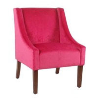 Modern Velvet Swoop Arm Accent Chair – Pink