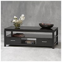 Sutton Black Coffee Table, 2 Drawers and 1 Shelf