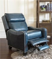 Abbyson Oliver Navy Leather Recliner