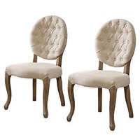 Shiraz Linen Tufted Oval Back Side Dining Chair