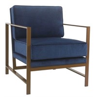 Modern Navy Velvet Accent Chair with Metal Frame