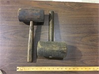 LOT OF 2 WOODEN MALLETS