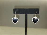 Heart Earrings Black Middle Silver 4.96g