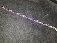 Bracelet Silver and Purple Stones 7.75g