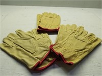 Three Leather Work Gloves New!