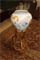 Oriental "The Vase of the Golden Carp" on Stand