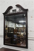 Mahg. Beveled Mirror w/ open pediment