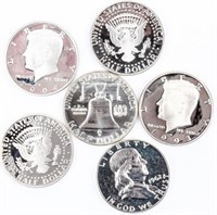 Coin 6 Proof Half Dollars Franklin & Kennedy