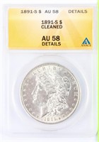 Coin 1891-S Morgan Silver Dollar ANACS AU58