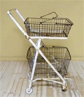 Vintage United Steel Wire Co. Basket Grocery Cart.