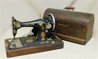 1923 Singer Portable Sewing Machine in Oak Case.