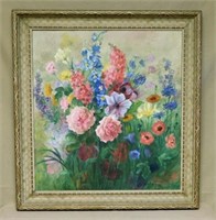 Floral Oil on Canvas, Signed Bee Coffman.