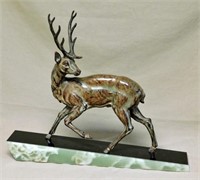 Spelter Stag Figure on Marble Base.