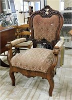 Pierced Carved Crown Mahogany Parlor Chair.