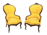 (2) ITALIAN ROCOCO STYLE ROSEWOOD PARLOR CHAIRS