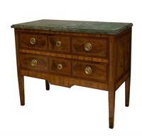 FRENCH LOUIS XVI MARBLE TOP COMMODE