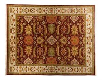 HAND TIED INDIAN AGRA RUG, 13'8" X 9'10"