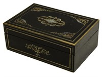 FRENCH NAPOLEON III EBONIZED FITTED SEWING BOX