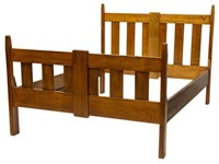 AMERICAN ARTS & CRAFTS QUEEN SIZE OAK BED FRAME