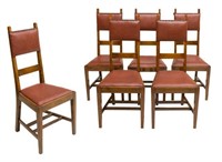 (6) ARTS & CRAFTS OAK DINING CHAIRS
