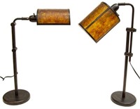 (PAIR) CRAFTSMAN STYLE ADJUSTABLE BANKER'S LAMPS