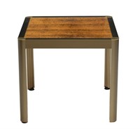 FRENCH MODERN PATINATED METAL & GLASS SIDE TABLE