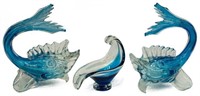 (3) MURANO ART GLASS FISH GARNITURE SET