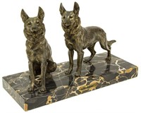 GERMAN SHEPHERD DOG SCULPTURE ON MARBLE BASE