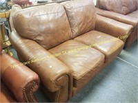 LEATHER STUDDED LOVESEAT