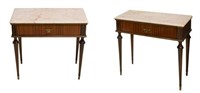 (2) ITALIAN MODERN MARBLE-TOP NIGHTSTANDS