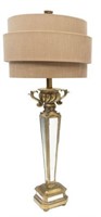 ART DECO STYLE MIRRORED SILVER GILT TABLE LAMP