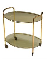 ITALIAN MID-CENTURY MODERN SMOKE GLASS BAR CART