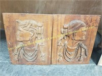 2PC WOOD CARVED TRIBAL PANELS